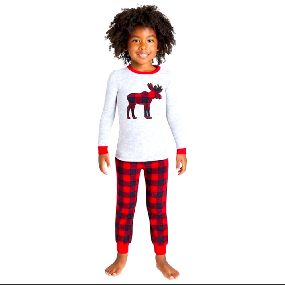 Eddie Bauer plaid Moose Check 2-Piece PJ Pajama Set Girls Boys Unisex